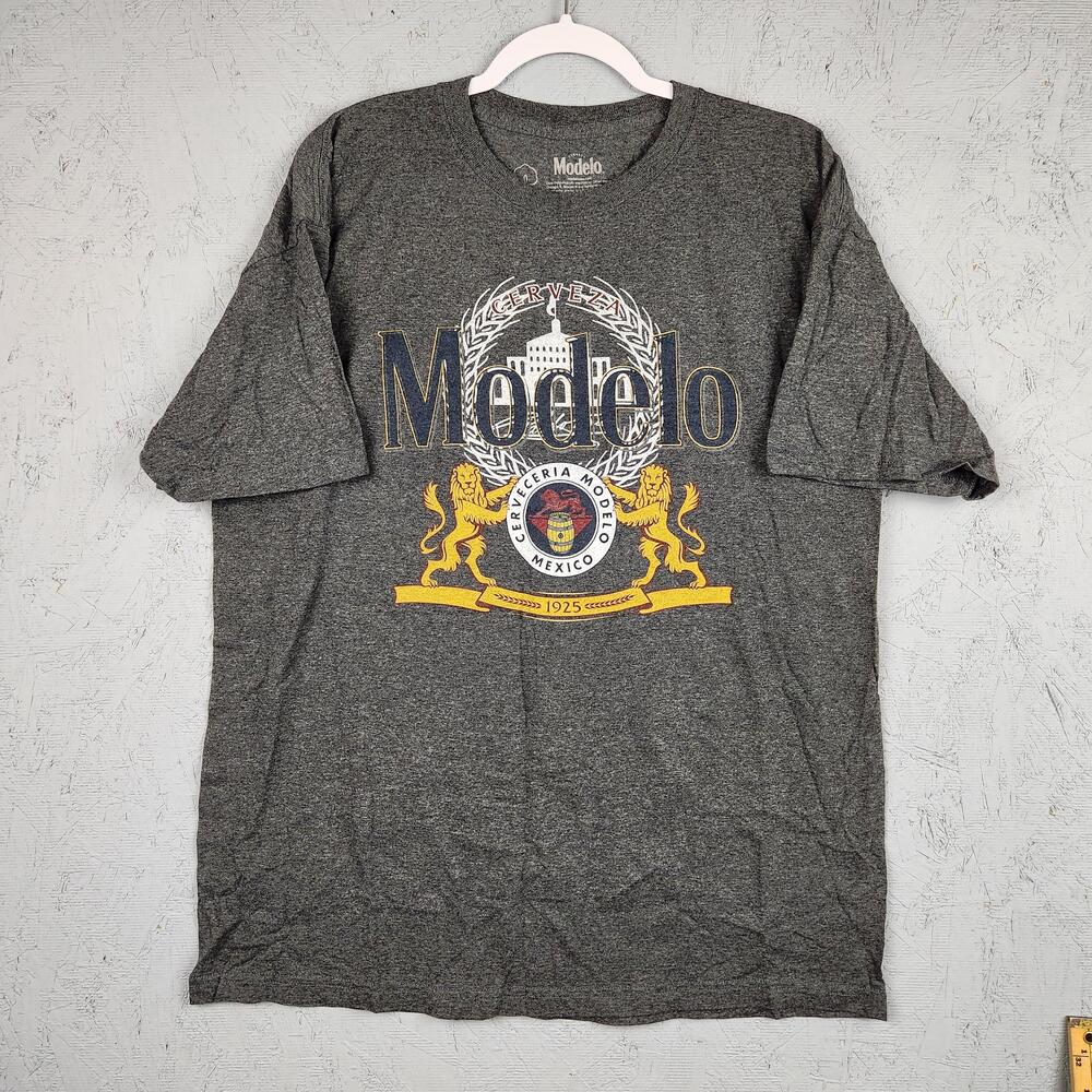 Modelo Shirt Mens Large Gray Graphic Beer Cerveza Logo 1925 Mexico Beer Party